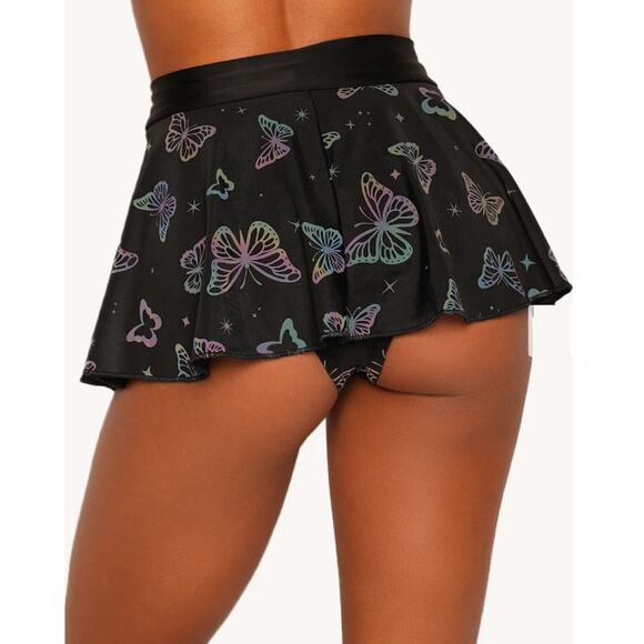 iHeartRaves Black Lucid Flight Rainbow Reflective Skirt Size XS - Picture 2 of 11